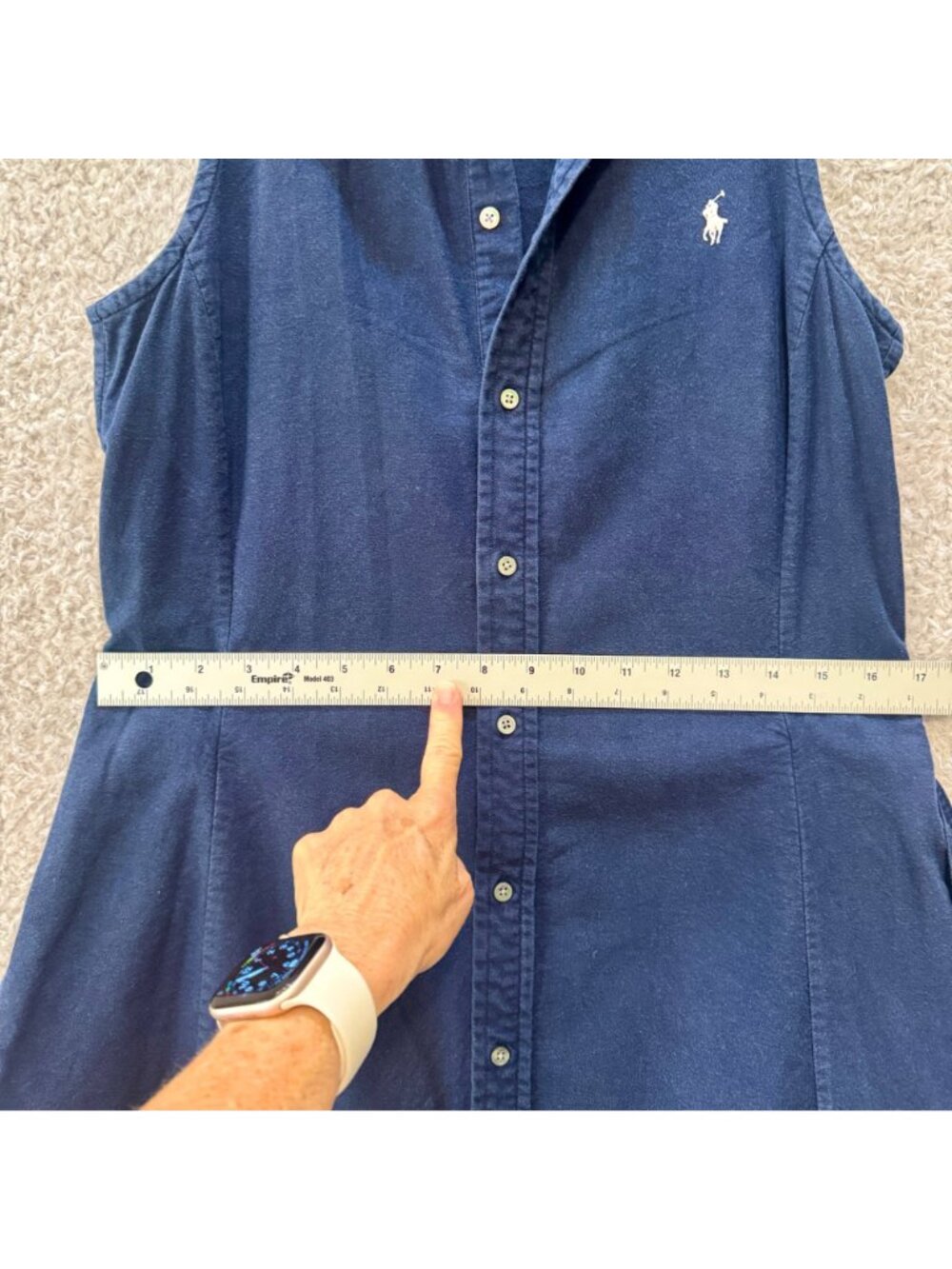 Polo Ralph Lauren Women's Shirt Dress Sleeveless Oxford Belted Navy Blue Preppy - Picture 10 of 10